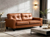 Brown 51" Wide Double Sofa 2-Seater Tufted PU Leather Loveseat with Padded Armrests 30464890
