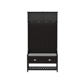 3-in-1 Hallway Hall Tree with 2 Storage Drawer and 4 Coat Rack, Wooden Entryway Shoe Rack Bench with W2557P195396