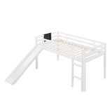 ZNTS Twin size Loft Bed Wood Bed with Slide, Stair and Chalkboard,White WF286310AAK