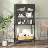 59"H Heavy Duty Metal Storage Cabinet,Sideboards & Buffet,Display Storage Cabinet with Glass Doors W2735P186329