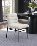 Lahni White Boucle Fabric Set of 2 Dining Chair with Black Iron Legs B061P234546