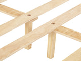 Queen Pine wooden Bed with Upholstered Headboard Panel Footboard, with Two Bed Rail Support Feet W504P268435