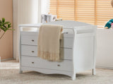 White 3-Tier Drawer Baby Cot with Safety Guard 90.5x58x92cm Wooden Baby Bed & Storage Combo 88025463