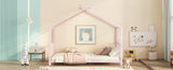 Twin Size Metal House Platform Bed, Pink MF322835AAH