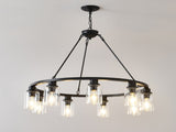 Black Wagon Wheel Chandelier 34.25Inch Modern Farmhouse Glass Pendant Light 12-Light Ceiling Hanging W5008P468521
