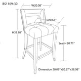Suede Velvet Barstool with nailheads Living Room Chair2 pcs Set - 30 inch Seater height W57053833