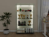 4-Tier Glass Display Cabinet with 5 Dynamic LED Modes, Double Doors & Fixed Shelves for Easy Access, W2700P353067