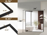 24"x36" Rectangular Bathroom Mirror Wall Mounted Mirror with Metal Frame, Black 65606210