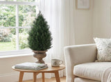 2 Pack 3FT Artificial Potted Trees, Dark Green PE Faux Plants with 360 Dense Branch Tips, Antique 52245840
