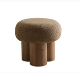 ZNTS W8017-1 Mushroom stool, brown lamb wool seat, barrel PVC pipe with walnut veneer W2085129974