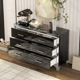Elegant High Gloss Dresser with Metal Handle,Mirrored Storage Cabinet with 6 Drawers for N733P205355B