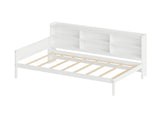 Twin Size Wood Single Bed with Large Multi-compartment Storage Headboard Bookshelf, Simple W5767P546865