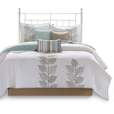 6 Piece Embroidered Quilt Set with Throw Pillows Blue Full/Queen B03597608