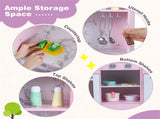 Interactive Kids Play Kitchen with Ice Maker & Chalkboard, Corner Design Pretend Cooking Set with 58335209