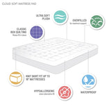 Overfilled Plush Hypoallergenic Down Alternative Waterproof Mattress Pad B03597678