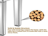 Silver MDF Velvet Upholstered Dressing Stool with Mirror Inlay & Rhinestones on Four Sides, Modern 58685845