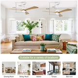 52" Ceiling Fan with Lights Remote Control,Quiet DC Motor 3 Blade Ceiling Fans 6 Speed W1592122606