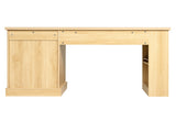 55" Modern Fluted Office Desk with Storage Cabinet & Drawers, Computer Writing Desk with Power 97527094