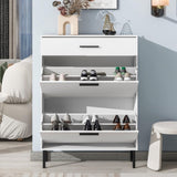Shoe Cabinet, Freestanding Shoe Rack Organizer with Drawers & Metal Legs, Modern Shoe 14285067