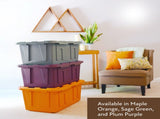 27 Gallon Large Storage Bin with Snap Lid, Autumn Maple Orange, 4 Pack, Heavy Duty 61594341