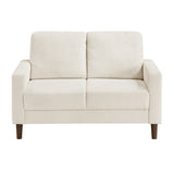Modern Contemporary Beige Corduroy Upholstered Loveseat Comfortable Cushion Solid Wood Living Room B011P359659