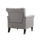 ZNTS Mid-Century Modern Accent, Linen Armchair w/Tufted Back/Wood Legs, Upholstered Lounge Arm W133355313