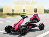 Pink Kids Pedal Go Kart, Adjustable Seat, Durable Swing Axle, Safe Outdoor Ride-On Toy 62548654