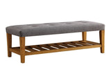 Grey and Oak Tufted Padded Seat Bench B062P189180