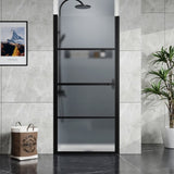 ZNTS Goodyo Framed Hinged Shower Door,34"X72" Swing Tempered Glass Door, Black, Frosted D16393759