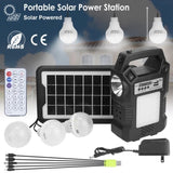 Portable Solar Power Station Rechargeable Backup Power Bank w/Flashlight 3 Lighting Bulbs For 16989603