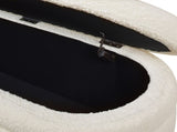 Fuji 49" Upholstered Oval Storage Bench, Ivory White Boucle B2719P238464