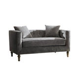 Sidonia Gray Velvet Loveseat W/2 Pillows B2726P401996