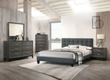 ZNTS Modern 1pc Eastern king Size Bed Charcoal Polyfiber Tufted Headboard Platform Bedframe Bedroom B011P243660