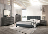 Modern 1pc Eastern king Size Bed Charcoal Polyfiber Tufted Headboard Platform Bedframe Bedroom B011P243660