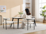 Burbank Modern Round Boucle Dining Chairs, Set of 2, White T2574P180242