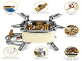 13KW Stepless Adjustable Camping Gas Stove Windproof 5 Burner Head Copper Preheating Tube, Piezo 29040017