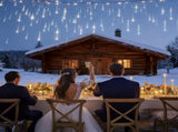 Blue meteor shower light, outdoor solar powered icicle light, snowflake falling rain string light, 02294674
