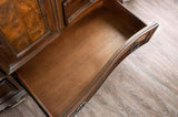 1pc Nightstand Only Traditional Brown Cherry Solid wood 2-Drawers Ball Bearing Metal Glides Brass B011135533