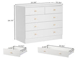 4-Tier 5-Drawer Bedside Table with Matte Gold Handles Particleboard with Textured Melamine Finish 97060618