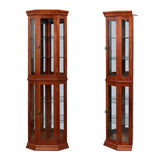 Corner Curio Cabinet with Lights, Adjustable Tempered Glass Shelves, Mirrored Back, Display W1693111239