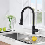 Stainless Steel Pull Down Kitchen Faucet with Soap Dispenser Matte Black JYBB41202MB