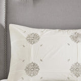 Full/Queen 4 Piece Embroidered Cotton Reversible Duvet Cover Set B035129164