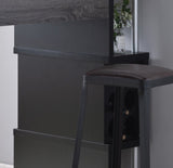 ZNTS Home Bar Table with Wine Glass Compartment and Three Shelves in Distressed Grey & Black B107130874