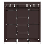 ZNTS 69" Portable Clothes Closet Non-Woven Fabric Wardrobe Double Rod Storage Organizer Dark Brown 72079783