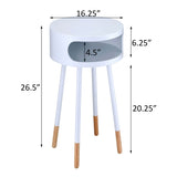 White and Natural Round 1-shelf End Table B062P181426