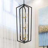 ZNTS 12-Light Lantern Tired Farmhouse Ceiling Hanging Light Black Chandelier Metal Modern Pendant Light W1592P209900