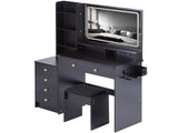 41" Large Size Left Bedside Cabinet Vanity TableCushioned Stool Dresser Set, 2 AC2 USB Power W936P230831