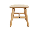 (1.2M) Woven Design Natural Oak Wood Dining Bench Bed Bench for Dining Room, Bedroom, Bathroom W1283P297662