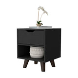 Black 1-Open Storage Shelf Nightstand B062P175114