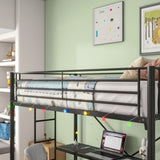 Twin Metal Loft Bed with Desk, Power Outlet and LED Lighted , Safety Guard & Ladder, No Box Spring W840P192240